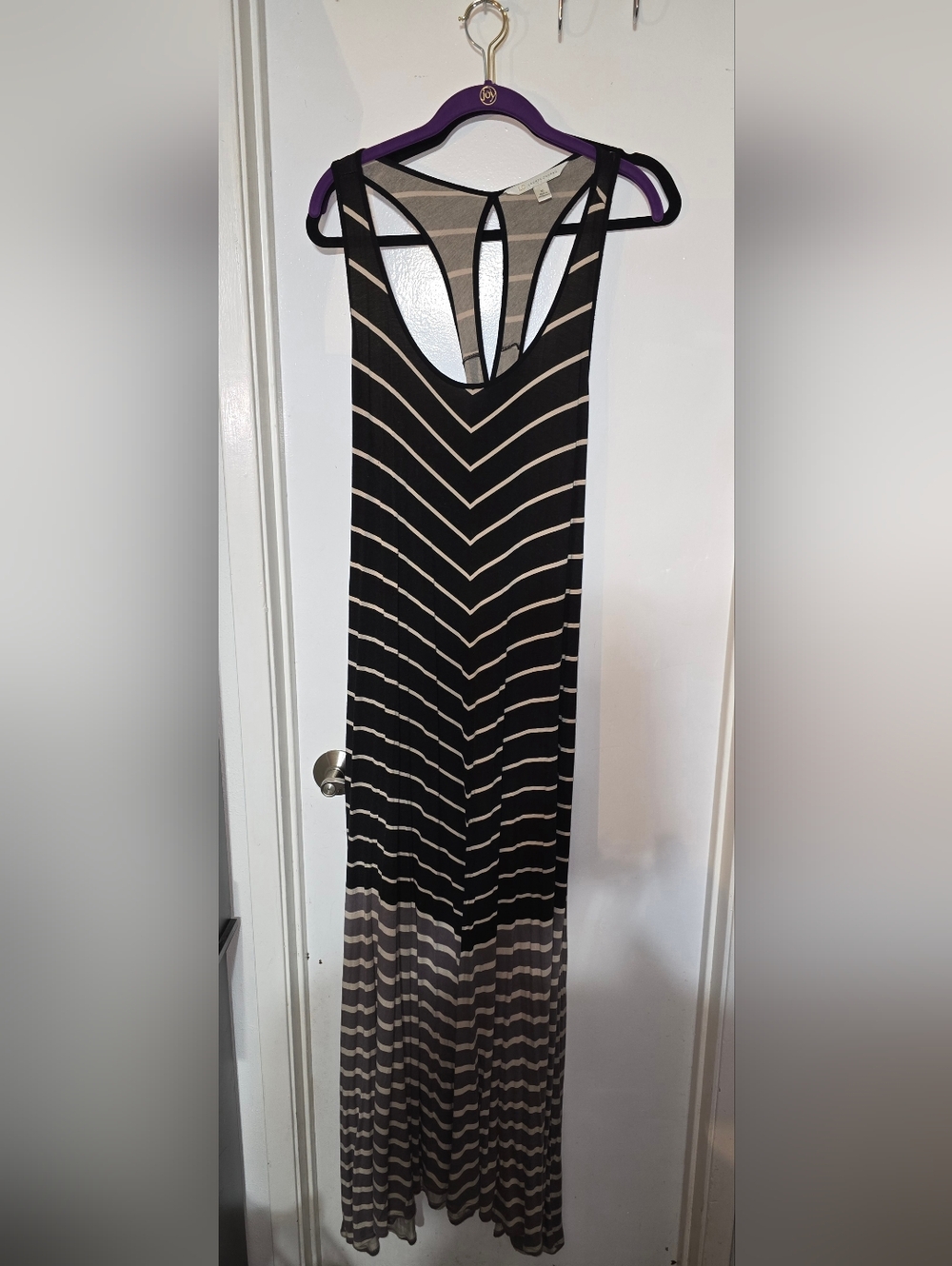 LC Lauren Conrad Black and Cream Striped Maxi Dress Size XL